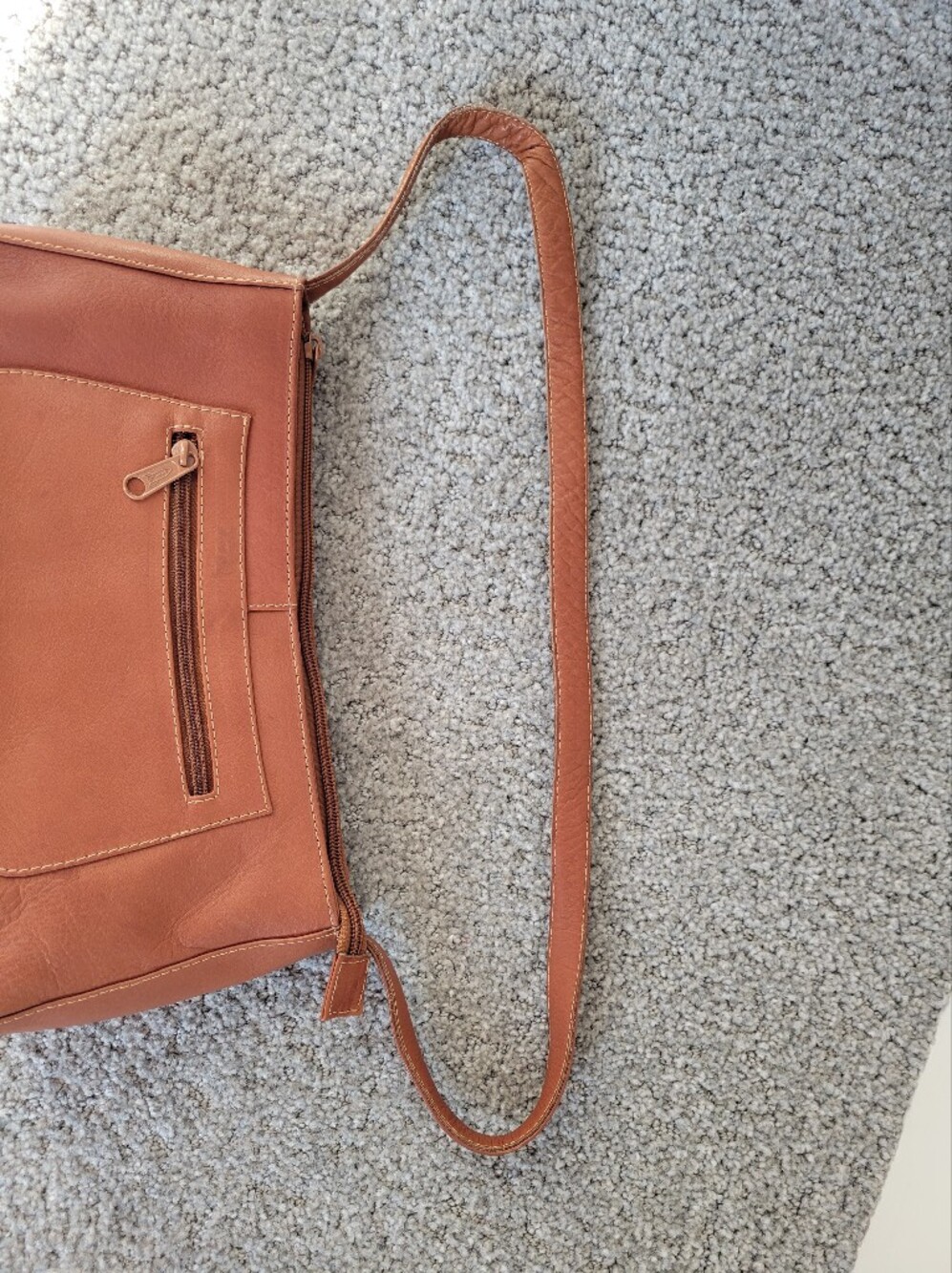 Genuine Leather Orange Brown Baguette Shoulder Bag 7" x 12.5" x 3" - Picture 5 of 14